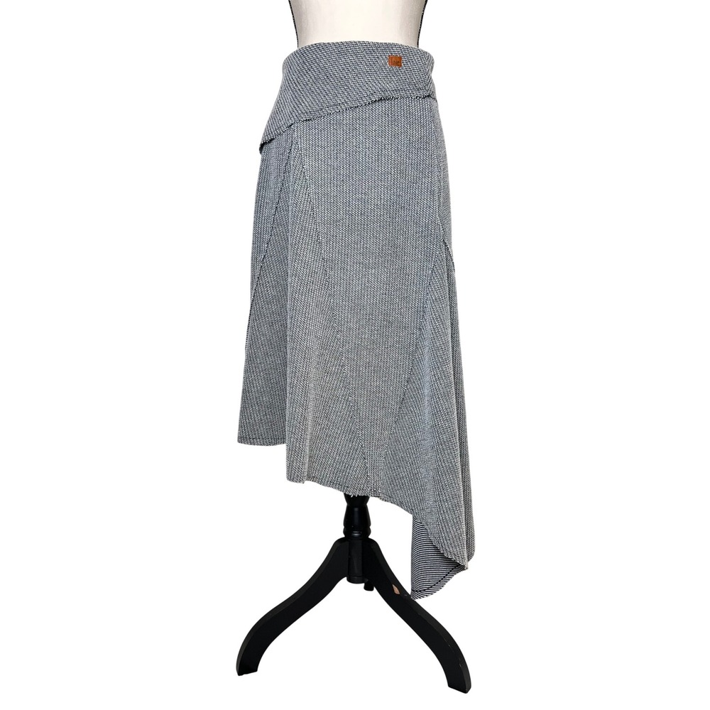 Peace Love World Asymmetrical Knit Midi‎ Skirt Womens M Black White Textured